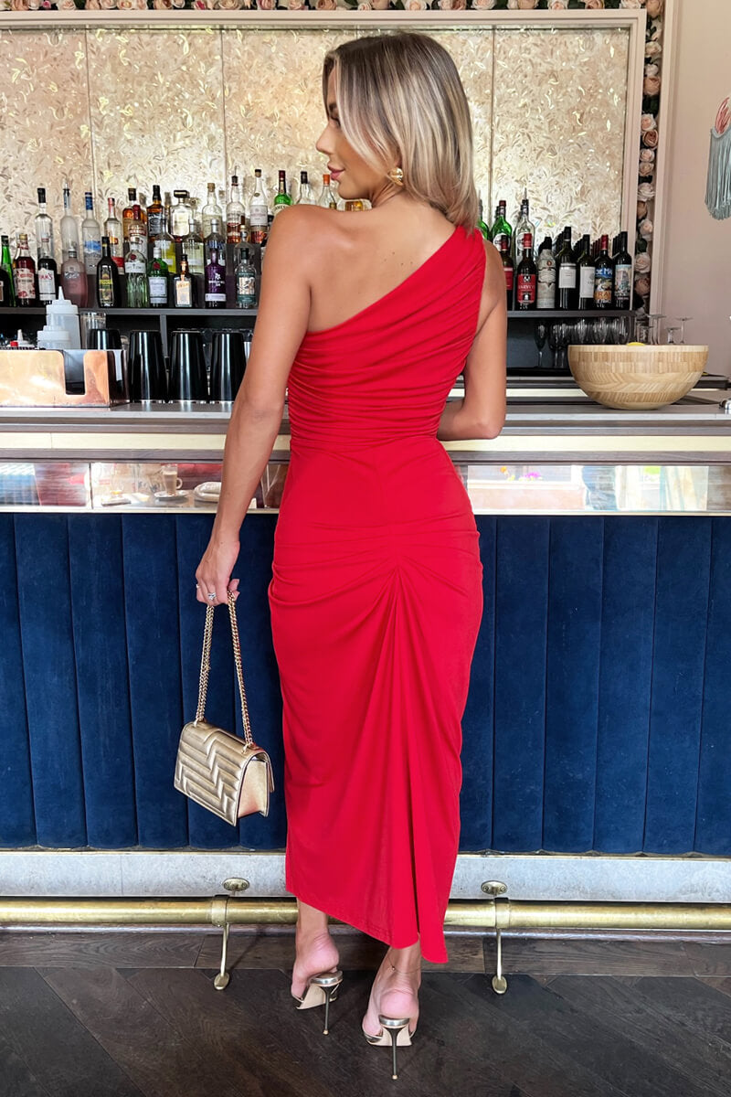 ISAYA ONE SHOULDER MIDI DRESS