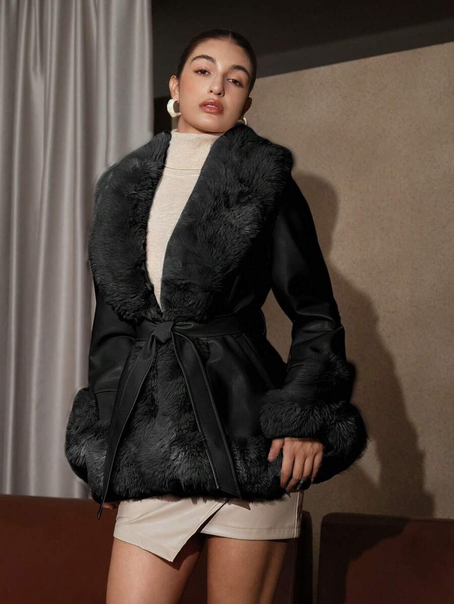 KIANA FUR BELTED COAT